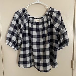 Universal Thread navy and white checkered top